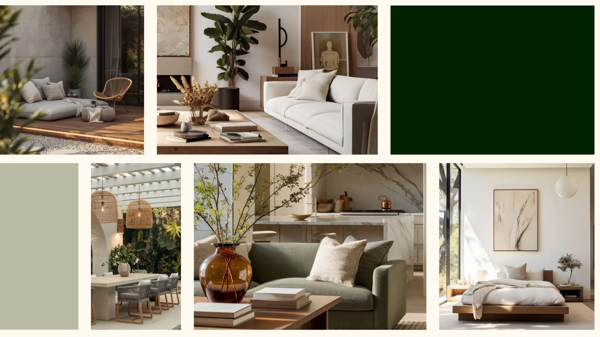 Moodboard — palette rouge nuit, ivoire et brun