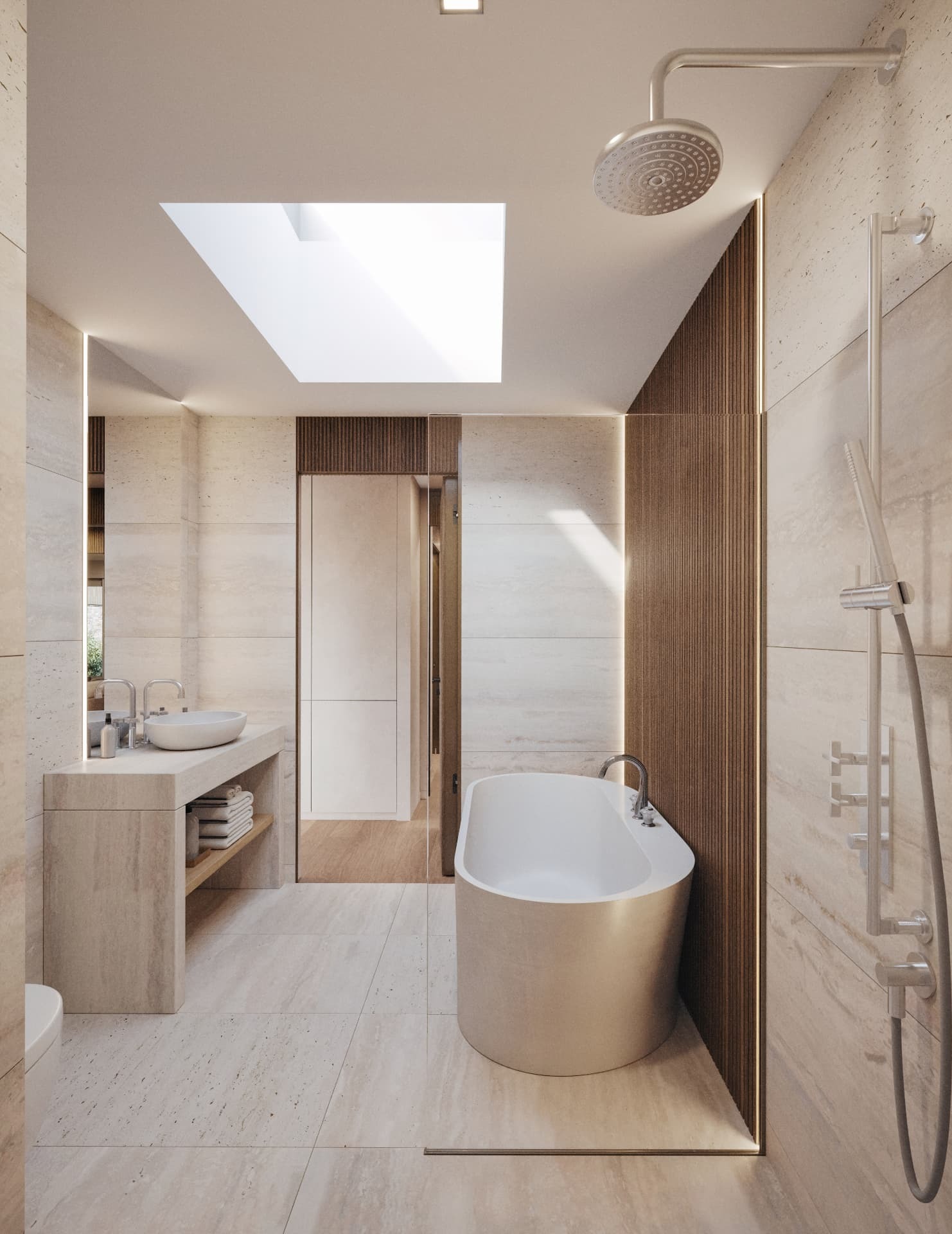 Salle de bains en travertin
