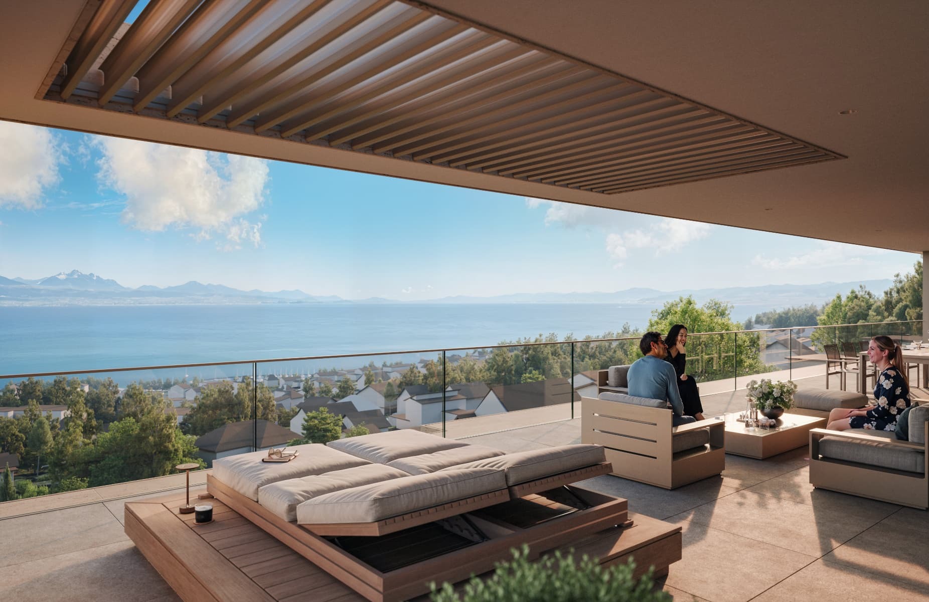 Grande terrasse avec salon extérieur
